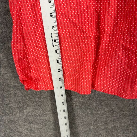 Loft Blouse Women 4 Red Polka Dot V-Neck 3/4 Sleeve Cotton Casual Pullover - Picture 6 of 7